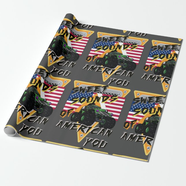 monster truck mud bogger american you wrapping paper (Unrolled)