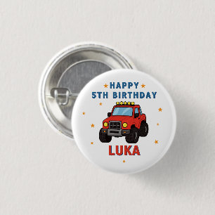 Monster Truck Name Age Birthday Party 1 Inch Round Button