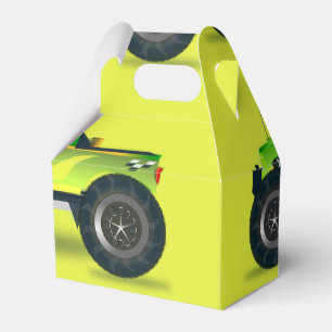 Monster truck on lime green favor box