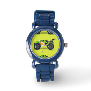 Monster truck on lime green watch