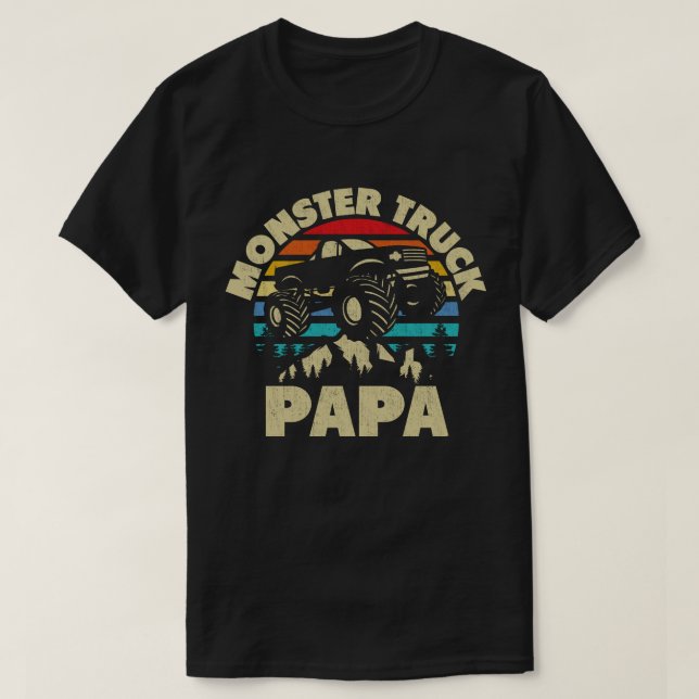 Monster Truck Papa Matching Family Dad Costume T-Shirt (Design Front)