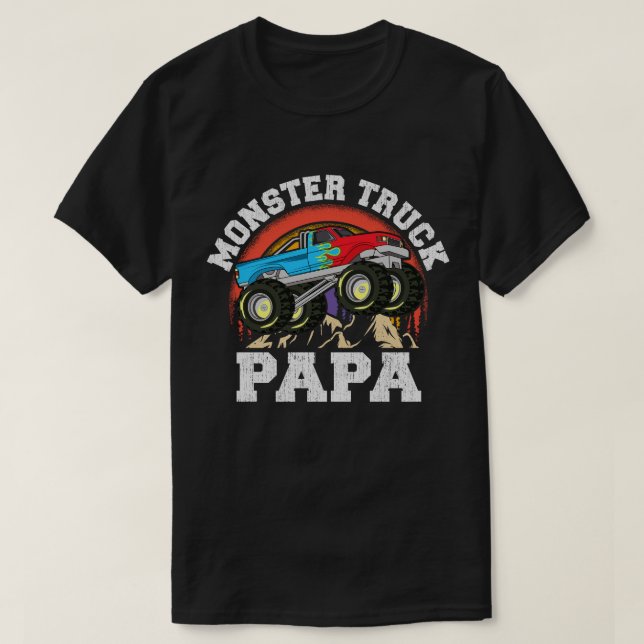 Monster Truck Papa Matching Family Dad Costume T-Shirt (Design Front)