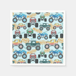 Monster Truck Paper Napkins, Boy Birthday Party Napkin