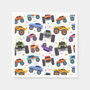 Monster Truck Paper Napkins, Truck Birthday Party Napkin