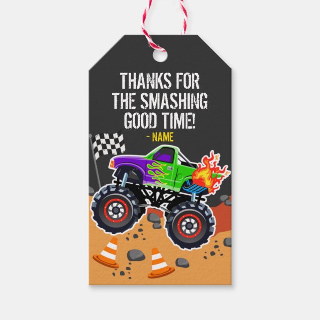Monster Truck Party Favour Tags (Front)