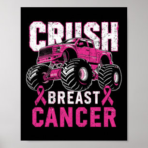 Monster Truck Pink Breast Cancer Awareness Kids To Poster