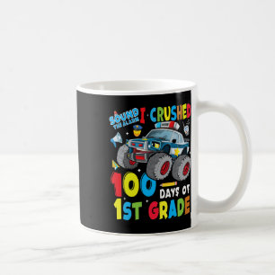 Monster Truck Police Car 100 Days Of School 1st Gr Coffee Mug