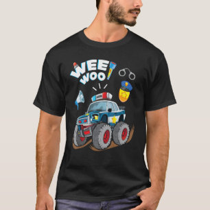 Monster Truck Police Car Boy Wee Woo Cop Policeman T-Shirt
