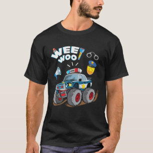 Monster Truck Police Car Boy Wee Woo Cop Policeman T-Shirt