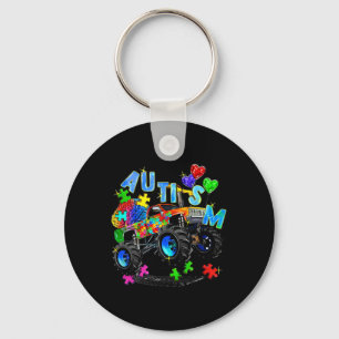 Monster Truck Puzzles Cute Kids Autism Awareness A Keychain