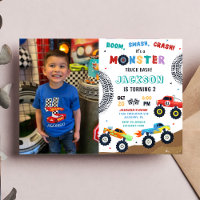 Monster Truck Racing Car Kids Birthday Photo