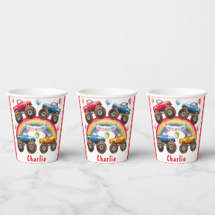 Monster Truck Rainbow Boy Birthday Bash Paper Cups