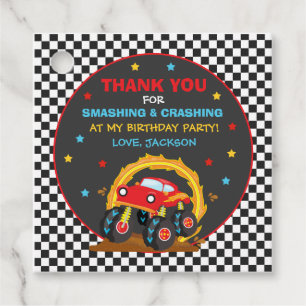 Monster Truck Rally Birthday Party Decorations Favour Tags