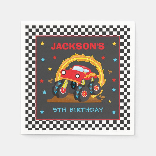 Monster Truck Rally Birthday Party Decorations  Napkin (Front)