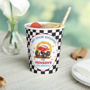 Monster Truck Rally Birthday Party Decorations Paper Cups