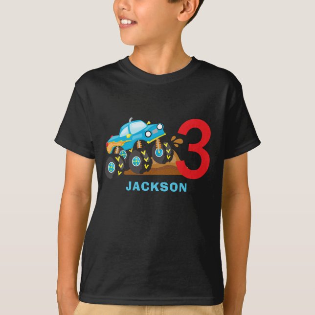 Monster Truck Rally Boy Birthday Party Outfit T-Shirt (Front)