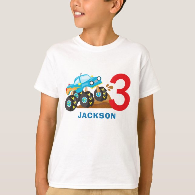 Monster Truck Rally Boy Birthday Party Outfit T-Shirt (Front)