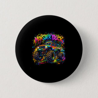 Monster truck retro colorful graffiti toddlers 2 inch round button