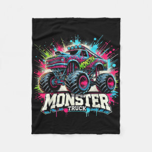 Monster Truck Retro Colorful Graffiti Toddlers You Fleece Blanket