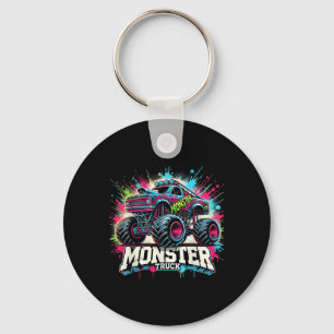 Monster Truck Retro Colourful Graffiti Toddlers Yo Keychain