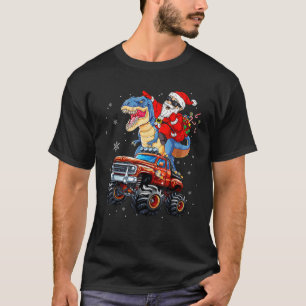 Monster Truck Santa Claus Riding T Rex Dinosaur Ch T-Shirt