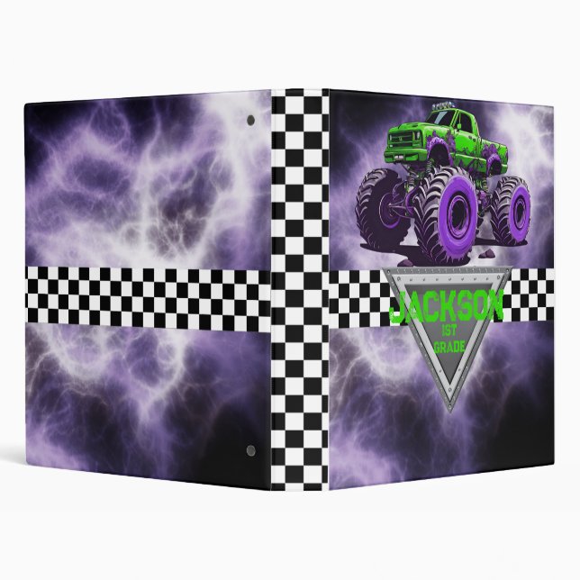 Monster Truck School Classeur - Nom et grade perso (Arrière-plan)