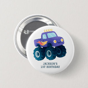 Monster Truck Smash and Crash Birthday  2 Inch Round Button