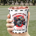 Monster Truck Smash Chequered Flag 1st Birthday Paper Cups<br><div class="desc">Get ready to rip, ride, and smash at a high-octane 1st birthday celebration made for your little racer. These monster truck paper cups are perfect decor for a boy's birthday party packed with action, dirt, and roaring engines. Great for first birthday themes like crush bash, monster jam, or big wheel...</div>