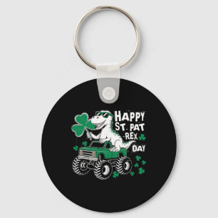 Monster Truck St Patricks Day Dinosaur Happy St Pa Keychain