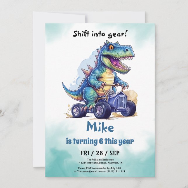 Monster Truck T-Rex boy Birthday  Invitation (Front)