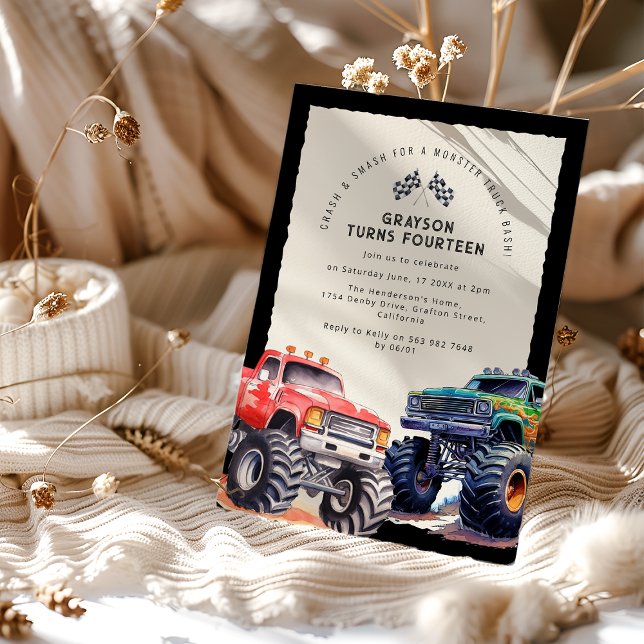 Monster Truck Themed Birthday Party Invitation (Creator Uploaded)