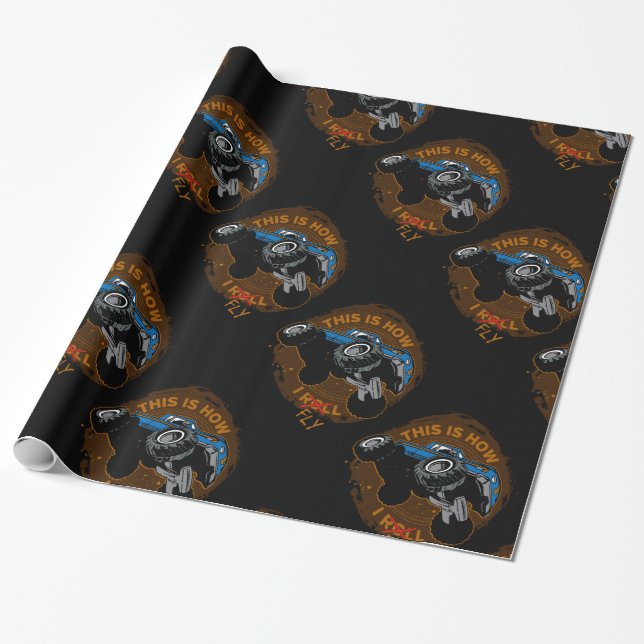 Monster Truck This is How I Fly Wrapping Paper (Unrolled)