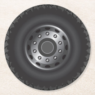 MONSTER Truck Tires #1 Round Paper Coaster