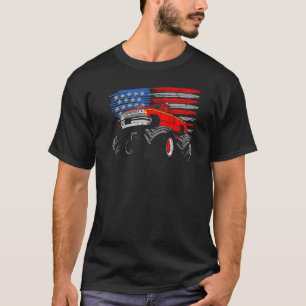 Monster Truck Toddler Boys American Flag July 4th T-Shirt