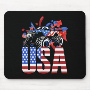 Monster Truck Toddler Boys Usa American Flag July  Mouse Pad