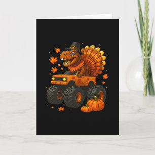Monster Truck Trex Dinosaur Turkey Fall Thanksgivi Card