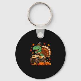 Monster Truck Trex Dinosaur Turkey Fall Thanksgivi Keychain