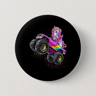 Monster Truck Unicorn Birthday Party Monster Truck 2 Inch Round Button