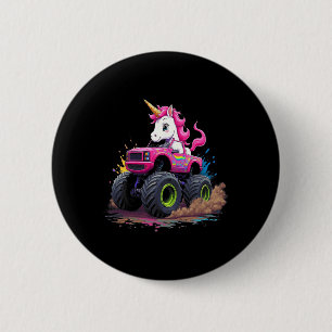 Monster Truck Unicorn Birthday Party Monster Truck 2 Inch Round Button