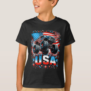 Monster Truck Usa American Flag 4th Of July T-Shirt