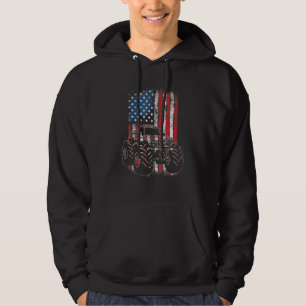 Monster Truck Usa Flag 4th Of July Patriotic Kids Hoodie