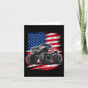 Monster Truck Usa Flag American For Women Girls Ki Card
