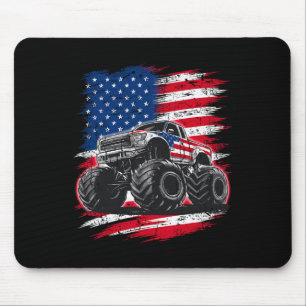 Monster Truck Usa Flag American For Women Girls Ki Mouse Pad