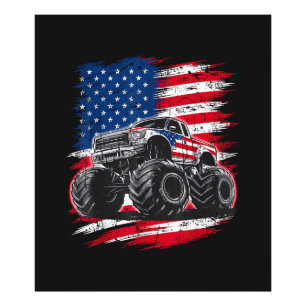 Monster Truck USA Flag American Photo Print