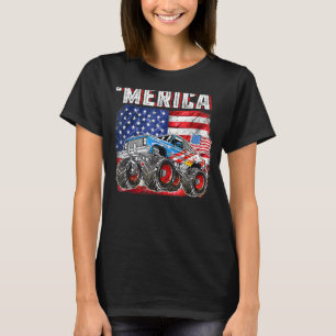 Monster Truck Usa Flag Merica Men Boys 4th Of Jul T-Shirt