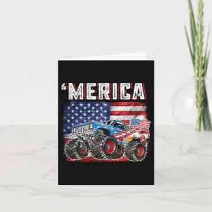 Monster Truck Usa Flag Merica Men Boys 4th Of July Card