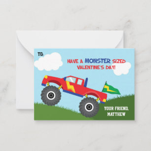 Monster Truck Valentines Carte Jour Enfants (Garço