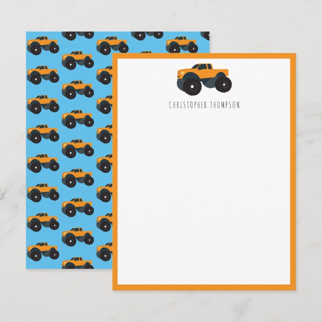 Monster Truck Vehicle Custom Children's Card (Front/Back)