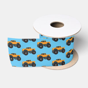 Monster Truck Vehicle Orange Blue Satin Ribbon
