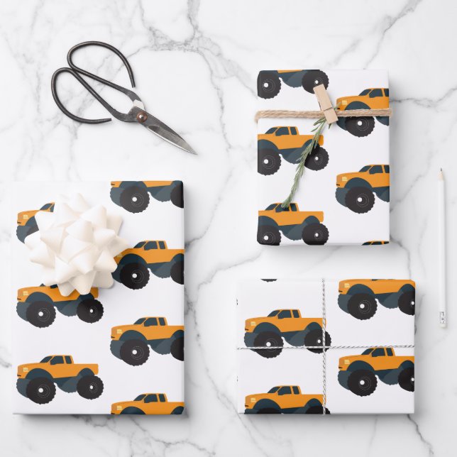 Monster Truck Vehicle Wrapping Paper Sheet (Front)
